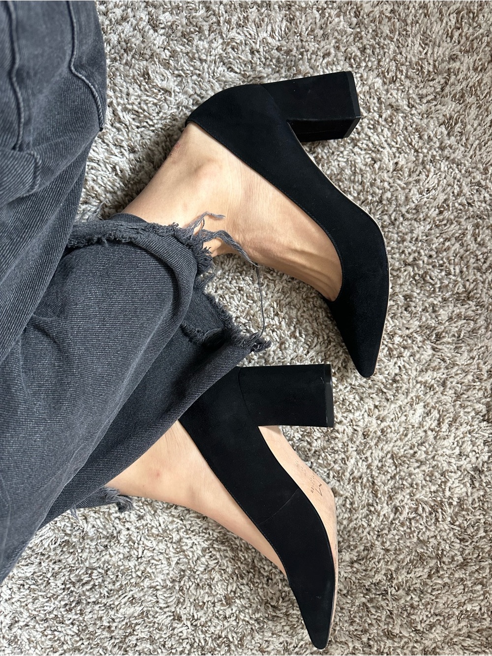 Elegant Black Pointed Block Heel Pumps - Women's